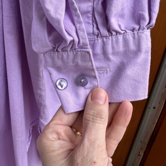 Athena Newton Cotton Smock Blouse in Lilac - Organic Cotton One Size - Picture 10 of 14